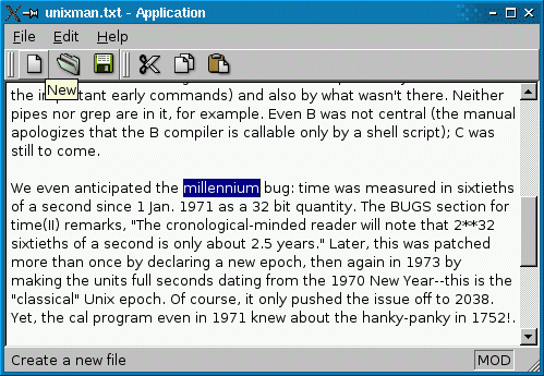Screenshot of the Application example