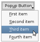 Screenshot of a Plastique style push button with popup menu.