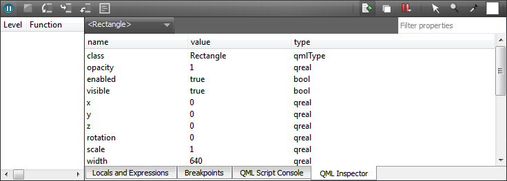 "QML Inspector view"