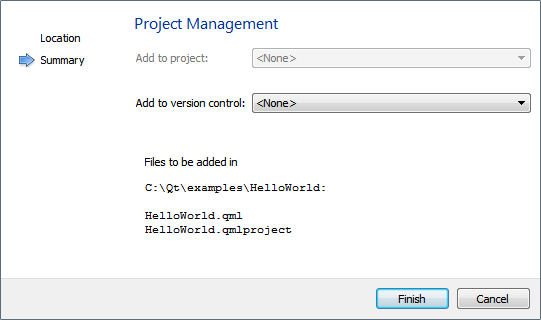 "Project Management dialog"