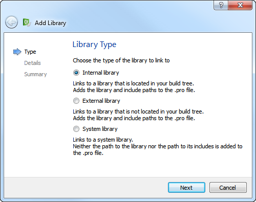 "Add Library wizard"