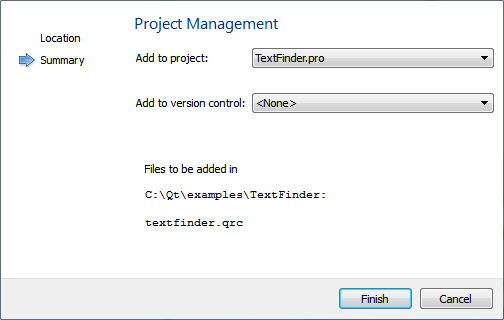 "Project Management dialog"