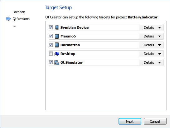 "Target Setup dialog"