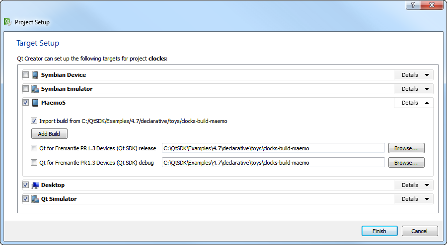 "Target Setup dialog"